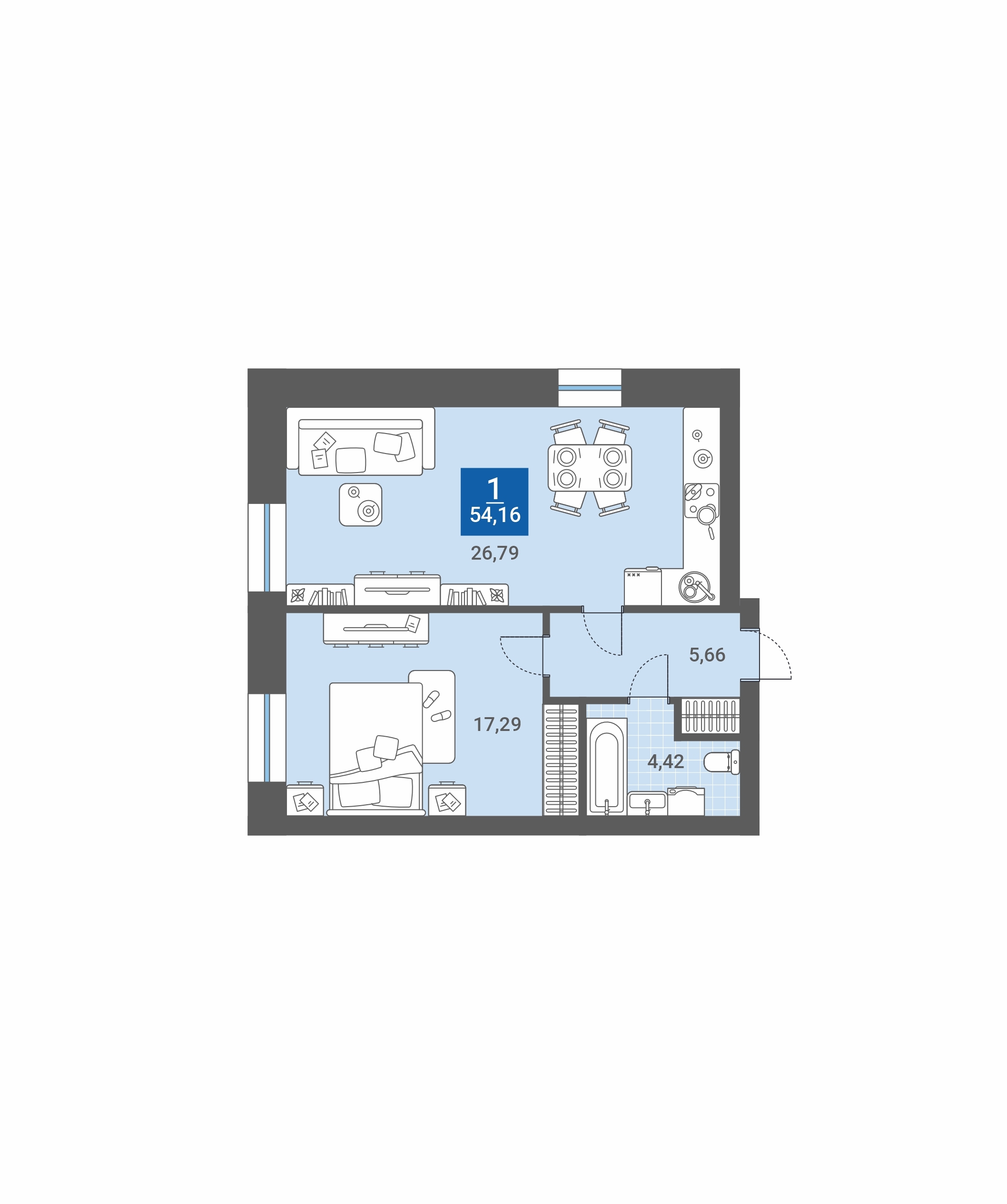 планировка квартиры 54 м2